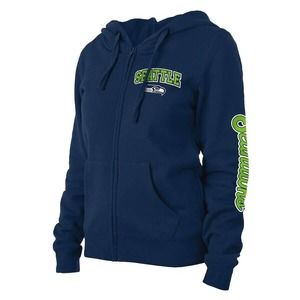 Seattle Seahawks New Era Women's Playmaker Fleece Full-Zip Hoodie - College Navy
